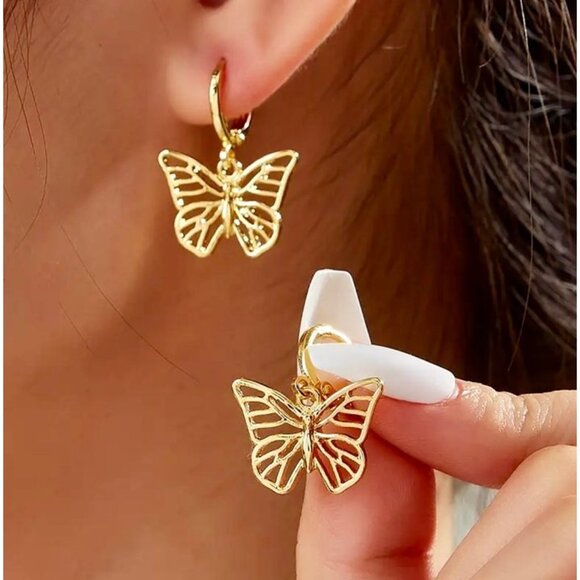 Independent Jewelry - Delicate Gold Butterfly Dangle Earrings